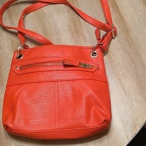 Hot orange crossbody bag.  Unbranded.